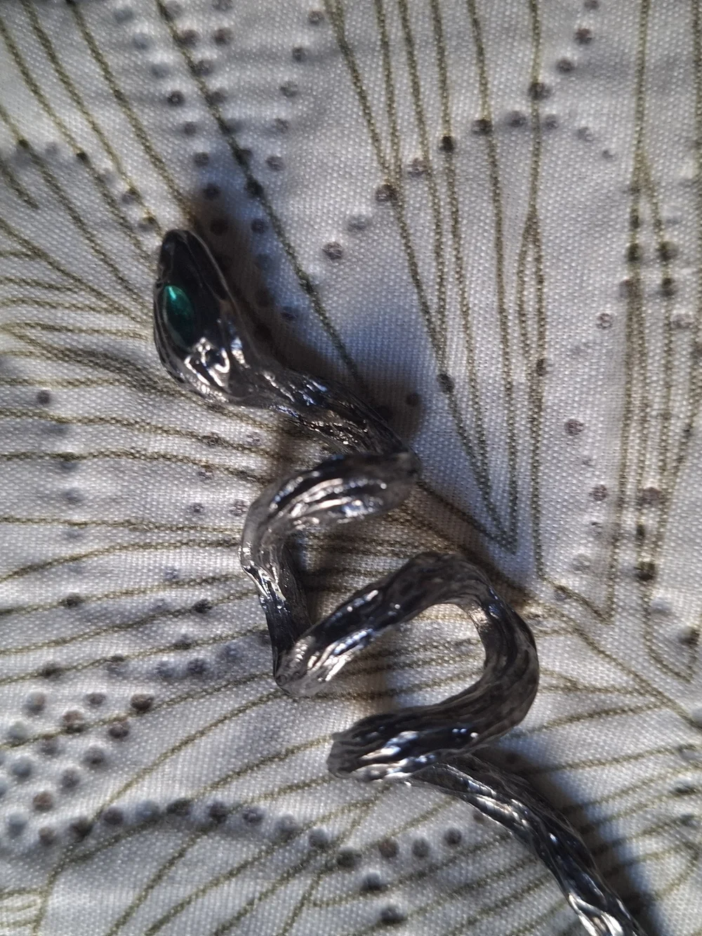 Hand-Blown Glass Like Snake Décor - Black with Teal Accent